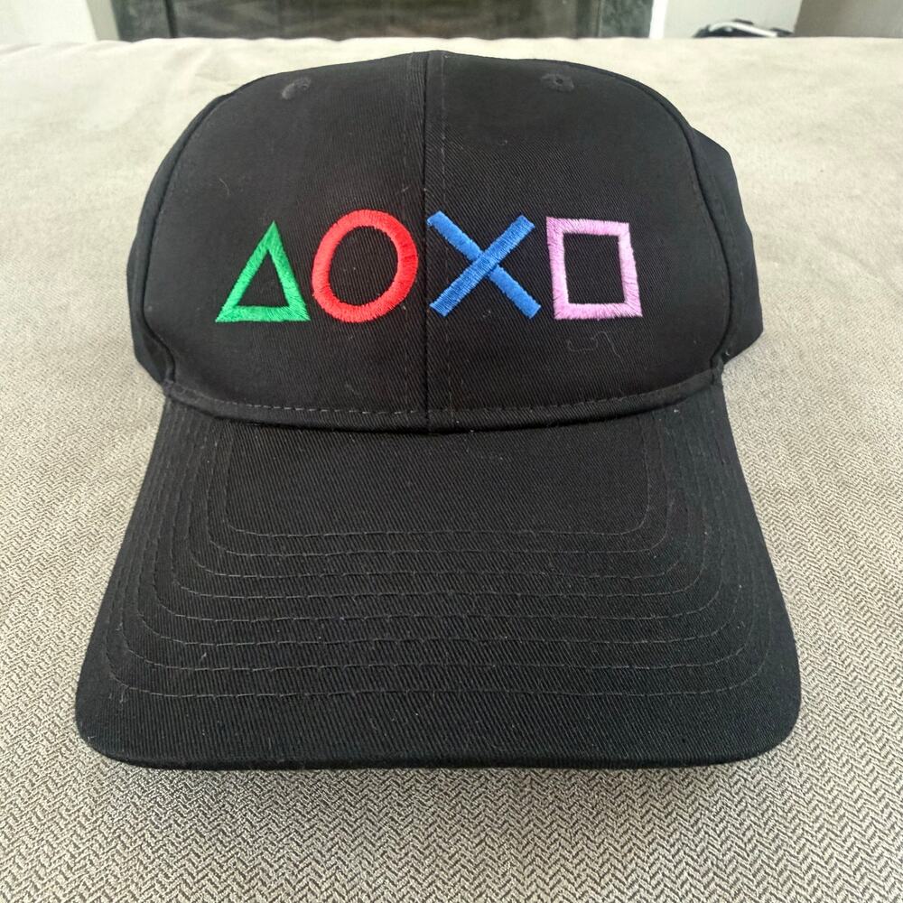 PlayStation Symbols Black Snapback Hat Port Authority Embroidered Gaming Cap